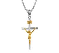 Gu Feng Vintage Mode Croix Jésus Pendentif Collier Pour Hommes Femmes Religion Catholique En Acier Inoxydable Croix Collier Amulette Bijoux Cadeaux
