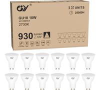 Gu10 Led Bulbs 10w 930lm, 2700k Warm White, 120° Wide Beam, Frosted Glass, Non-Dimmable Gu10 Led Bulb 12 Unit (Pack Of 1)
