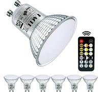 Gu10 Led Light Bulb With Remote Control, 4.8W Equivalent 60W, Pack Of 6, 5 Dimmable, Warm White / Warm / Neutral / Cold White, Dimmable Via Remote Control, With Memory Function