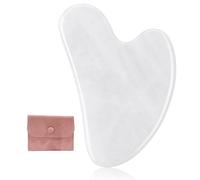 gua Pierre Gua Sha Visage en Jade Naturel, Outil de Massage Facial Anti Rides pour le Visage, les Yeux et le Cou (Blanc)sha