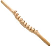 Gua Sha Bâton en Bois avec 20 Perles pour Drainage Lymphatique, Muscle Relaxation, Outil de Massage pour Nuque, Dos, Abdomen, Jambes, Bras et Cuisse
