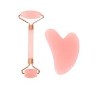 Gua Sha Ensemble d'outils de massage facial et rouleau pour le visage, le cou, les bras, les yeux, réduit les poches, améliore les rides, cadeau quotidien pour homme et femme, rose