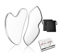 Gua Sha Lot de 2 outils de massage pour le visage en acier inoxydable avec sac de rangement pour le visage, les yeux, le cou, le corps