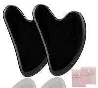 Gua Sha Lot de 2 outils de massage pour le visage, les yeux, le cou et le corps Noir