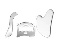 Gua Sha Lot de 3 grattoirs myofasciaux en acier inoxydable 304 pour massage avec formes S, D et cœur