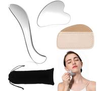 Gua Sha Outil De Massage,2 Pcs Outils De Gua Sha En MéTal,Gua Sha Outils Pour Le Visage,Massage Fascia Couteau Pour Sculpter La MâChoire, Raffermir La Peau Du Visage Et RéDuire Le Rides