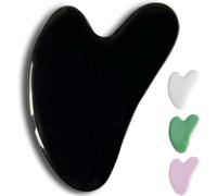 Gua Sha Pierre d'Obsidienne noire en Forme de Coeur - Outil de massage pour le visage, les yeux, le cou et le corps