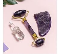 Gua sha stein, améthyste pierre brute améthyste masseur pierre naturelle rouleau facial Gua Sha outils Se(Purple 3 Pcs Set)