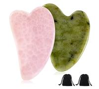 Gua Sha Visage,1 Pièces Rose Guasha Conseil+1 Pièces Vert Pierre de Jade+2 Sac en Flanelle,Grattant Outil de Massage Grattage Ensembles Facial de éclenchement Sur Les Yeux,Cou et Corp