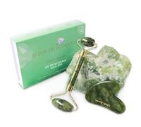 Gua Sha visage Jade Viridis Luxuria. Massage Relaxant Gua Sha Pierre de Jade. Guasha 100% Naturel. Pierre de Jade Skincare, Anti Cerne. Idéal Cadeau pour femme. FLEUR DE DIAMANT