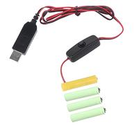 Guaber 1 Définissez Le Câble D'éliminateur De Batterie avec Interrupteur USB Interface d'alimentation Cordon De Fil À Remplacer pour 4PCS 1.5 V Batterie USB Convertisseur Ligne