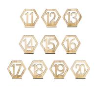 Guaber 10pcs / Set Hexagon Wood Numéro De Table Signe Décoration Décoration Anniversaire Mariage Table Decoration Fournitures Dinner Party Decor