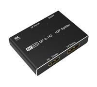 Guaber Adaptateur répartiteur DisplayPort 8K 1 entrée 2 sorties vers + fonction HDTV pour étendre le commutateur vidéo Home Cinéma