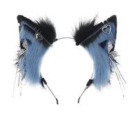 Guaber Bande de cheveux exotique à pompons en peluche style Lolita Y2K - Coiffe cool pour fille et femme - Oreilles d'animaux - Fournitures de fête d'Halloween