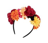 Guaber Bandeau à fleurs en tissu pour le jour de la mort Punk Fleur Bandeau Cosplay Coiffe pour adulte Festival Bandeau traditionnel Mexique