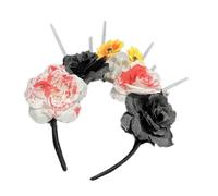 Guaber Bandeau Jour des morts Couronne de fleurs Festival Mexicains Accessoire de fête d'Halloween pour femme Bandeau mexicain Bandeau Jour des morts Bandeau Fleur
