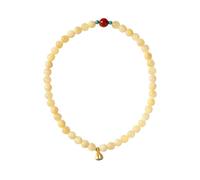 Guaber Bijoux en perles de jade jaunes inspirées des fleurs, bijoux faits à la main, symbole culturel de la fortune et de la sérénité, jades jaunes d'inspiration vintage, réglable