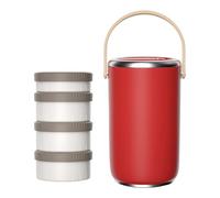 Guaber Boîte Bentos isotherme en acier inoxydable avec poignée - Récipient à déjeuner empilable portable anti-fuite pour une utilisation en extérieur - Récipient alimentaire empilable pour micro-ondes