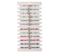 Guaber Bracelets Réglables À Thème De Fait La Main 12pcs Mélange des Perles De en Bois Alliage pour Les Bracelets D'amitié Empilage Unisexe