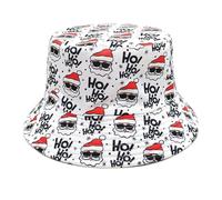 Guaber Chapeau bob unisexe réversible chapeau de pêcheur pour Noël respirant pare-soleil pour adolescents Père Noël