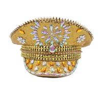 Guaber Chapeau de capitaine à paillettes en cristal pour discothèque, cocktail, fête, vacances, comédien, acteur, capitaine pour homme