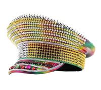 Guaber Chapeau de mariée à paillettes pour fête dansante casquette de mariage festival de musique femme casquette costume strass rivet clouté capitaine chapeaux cosplay chapeau de capitaine