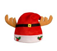 Guaber Chapeau de Père Noël avec renne de Noël - Accessoires de fête pour adultes et enfants