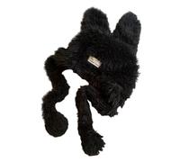 Guaber Chapeau de trappeur de forme pour adulte - Protection des oreilles - Cadeau d'hiver chaud pour étudiants, adolescents, bonnets en peluche pour femmes et adolescents, Noir , Taille unique