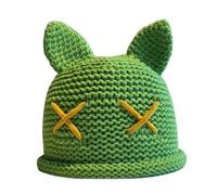 Guaber Chapeau d'hiver chaud tissé à la main pour adolescentes filles femmes Street Snap chaud oreilles décontracté, Vert, Taille unique
