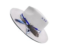Guaber Chapeau Fedoras élégant en laine pour homme et femme avec larges bords classiques et plumes pour diverses saisons de festival de musique, comme sur l'image, L 5860cm