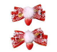 Guaber Chapeau melon avec pince à cheveux - Motif : fraise