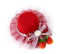 Guaber Chapeau melon avec pince à cheveux - Motif : fraise