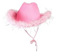 Guaber Chapeaux de cowboy en plumes pour femmes, modèle occidental, spectacle de feutre, hommes adultes, bétail, chapeaux de couleur unie pour hommes et femmes, feutre avec grand bord en plumes