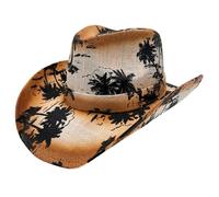 Guaber Chapeaux de cowboy imprimés en couleur résistant à l'usure pour les bals, banquets, fête ethnique pour adulte et adolescent prenant des photos en feutre pour femmes Western pour larges bords