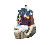Guaber Christmas Cabin Music Box pour Les Hommes Femmes Kids Birthday Boîte De Musique en Résine Santa Santa avec des Figurines LED Light Resin Village Figurines