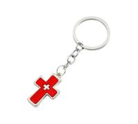 Guaber Course Inspiré De Dopamine À La Mode Double Crucifix Design Keychain Alliage Pendant Ornement Pour Les Clés De Voiture