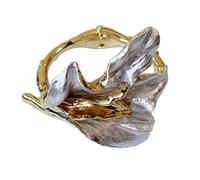 Guaber Elegant Enameled Coated Tulips Designs Alloy Bangle Versatile Jewelry Accessory Gold and White Color Daily Use Elegant Tulips Designs Cuff Bracelet