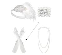 Guaber Ensemble d'accessoires de déguisement style années 20 pour femme - Bandeau, collier, boucles d'oreilles - Style vintage des années 1920