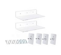 Guaber Étagère murale flottante en acrylique pour la maison, étagères uniques en acrylique transparent invisible pour figurines, souvenirs, étagères transparentes à effet suspendu unique pour