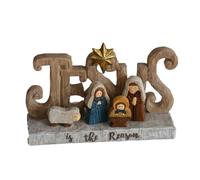 Guaber Figurine religieuse vintage faite à la main en résine - Crèche de Noël - Statue de cheminée - Décoration de Noël catholique