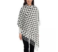 Guaber Keffiyeh de prière arabe adulte pour mariage, plein air, voyage, Keffiyeh avec longs glands Fournitures pour temps chaud Écharpe Palestine pour femme et homme Blanc, b, taille unique
