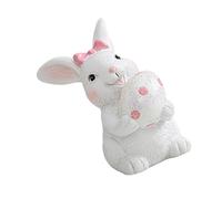 Guaber Lapins de Pâques tenant des œufs en résine - Figurine miniature pour décoration saisonnière - Jolie statue de lapins de printemps