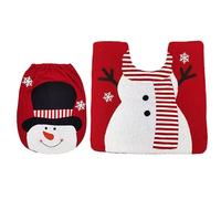Guaber Lot de 2 housses de siège de toilette de Noël, Père Noël, bonhomme de neige, tapis de sol et tapis de Noël