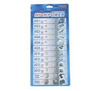 Guaber Lot de 24 piles AG1/AG3/AG4//AG5/AG10/AG12/AG13 pour montre, horloge, caméra, bouton mixte CR2016
