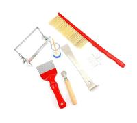 Guaber Lot de 7 outils d'apiculture - Kit de fournitures - Kit d'alimentation - Brosse récupérateurs - Support de cadre de nettoyage