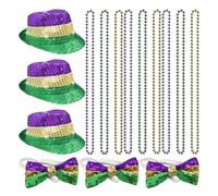 Guaber Mode Cosplay Paillettes Chapeaux, Lunettes et Nœud Papillon Ensemble Modern-Times Top Bonnet Hommes Cosplay Scène Performance Costume Chapeaux pour Femmes Chapeau Capitaine