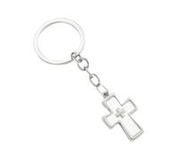 Guaber Porte-clés élégant en forme de dopamine avec pendentif double crucifix - Décoration légère - Utilisation quotidienne - Porte-clés élégant avec motif dopamine, blanc, taille unique