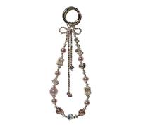 Guaber Sangle de téléphone en perles avec papillon mignon et breloque numérique, accessoire de téléphone tendance pour téléphones et sacs, support en acrylique tendance