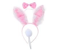 Guaber Serre-tête en peluche en forme d'oreille pour cosplay, nœud papillon et queue pour enfants, costume amusant pour carnaval, fournitures pour Halloween pour coaplay couleur assortie nœuds