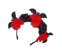 Guaber Serre-tête Jour de la mort avec chauve-souris Rose Fleur Bandeau Halloween Scène Festival Jeu de rôle Bandeau Série Dark